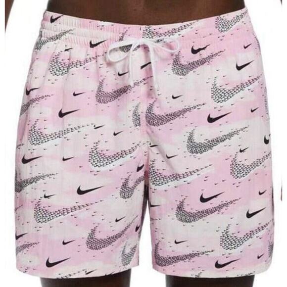 Men's Nike Swim Collage 5’’ Volley Shorts Swim Shorts Pink AOP Men’s XXL - Picture 1 of 5